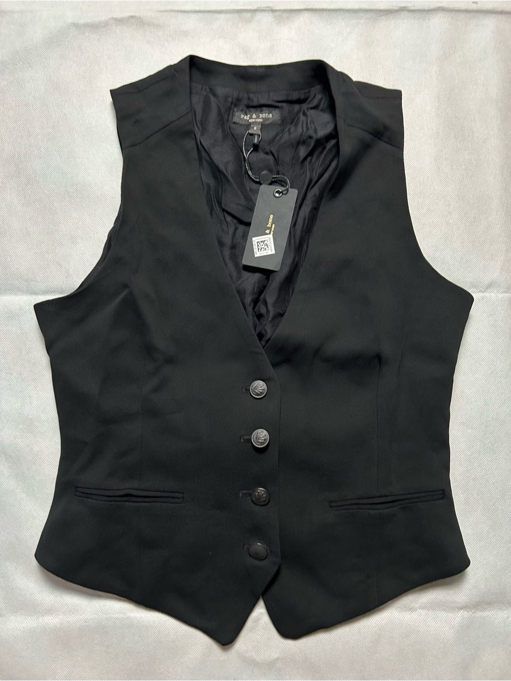 Rag & bone priya crepe black vest size 6 NWT